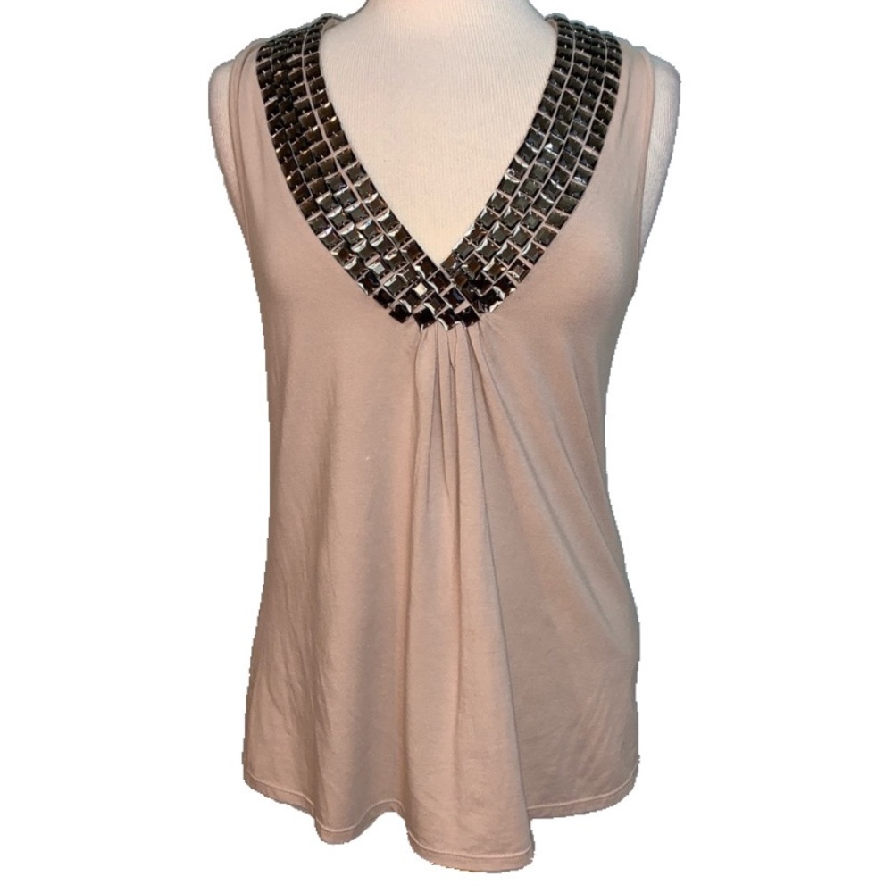 Cream embellished tank